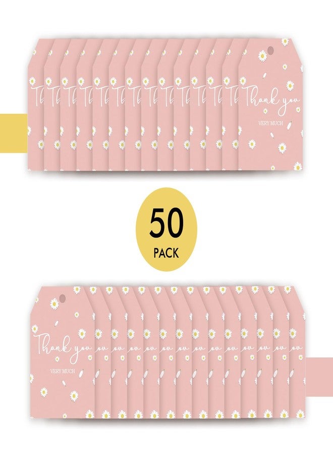 FORSHEEP 50pcs Daisy Thank You Tags, Flower Gift Tag with String for Wedding Party, Floral Thank You Paper Tags for Girl Birthday/Garden Themed Party Favors - Image 3